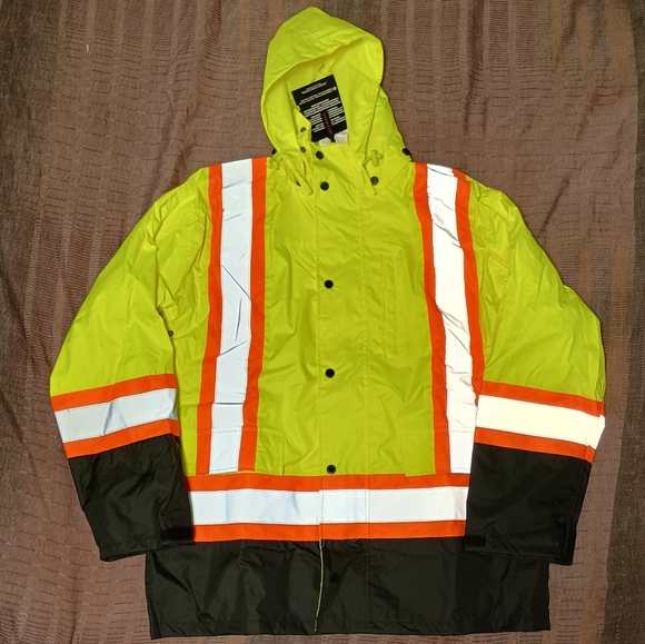Dickies Hi Vis 2-Piece Safety Rain Suit yellow black orange 3M men size MEDIUM - Picture 5 of 13